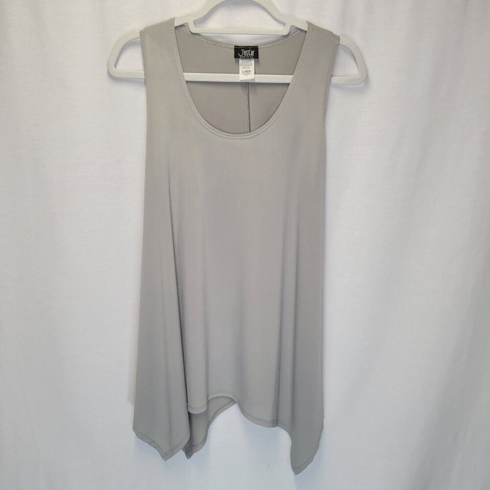 Jostar Women's Medium Tunic Tank Top Gray Asymmetrical Hem